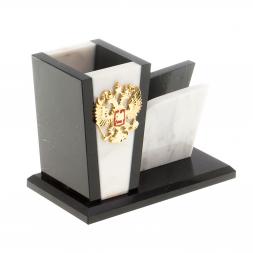 Визитница с карандашницей "Герб" из мрамора