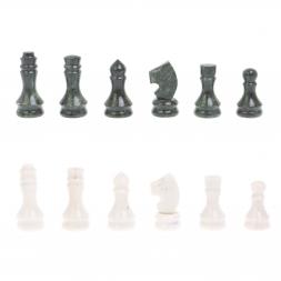 Шахматы &amp;quot;Турнирные&amp;quot; доска 44х44 см белый мрамор, змеевик