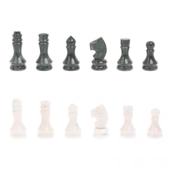 Шахматы &amp;quot;Турнирные&amp;quot; доска 44х44 см белый мрамор, змеевик 127088