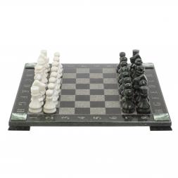 Шахматы &amp;quot;Турнирные&amp;quot; доска 44х44 см белый мрамор, змеевик