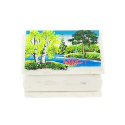 Шкатулка с рисунком &amp;quot;Лето&amp;quot; белый мрамор 10х6,5х6 см