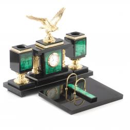 Письменный набор из малахита &amp;quot;Летящий орел&amp;quot;