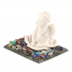 Сувенир &amp;quot;Ангел в цветке розы&amp;quot; из змеевика и мрамолита