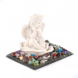 Сувенир &amp;quot;Ангел в цветке розы&amp;quot; из змеевика и мрамолита