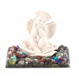 Сувенир &amp;quot;Ангел в цветке розы&amp;quot; из змеевика и мрамолита