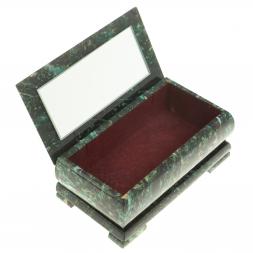 Шкатулка с иллюстрацией &amp;quot;Пара лебедей&amp;quot; камень змеевик 17,5х9,5х7,5 см