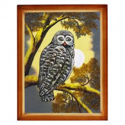 Картина "Сова" багет дерево 36х46 см, каменная крошка