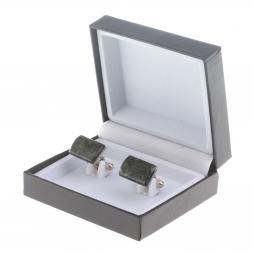 Запонки камень актиновит прямоугольные