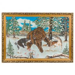 Картина &amp;quot;Охота на медведя&amp;quot; багет 46х66 см, каменная крошка