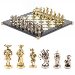 Шахматы подарочные "Средневековье" доска 44х44 см мрамор змеевик