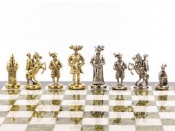 Шахматы подарочные "Средневековье" доска 44х44 см мрамор змеевик