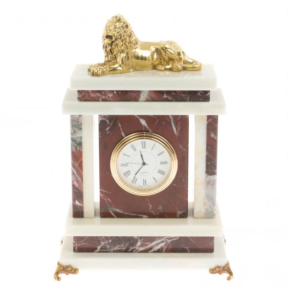 Часы &amp;quot;Лев&amp;quot; из мрамора и креноида 129868