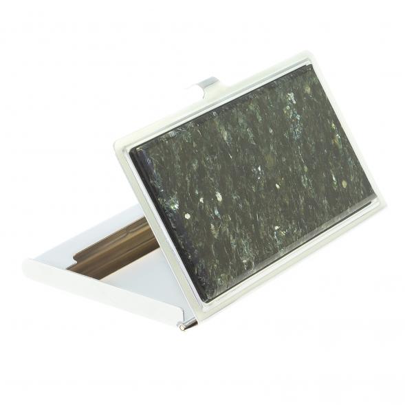 Карманная визитница из камня мусковит цвет серебро 122438