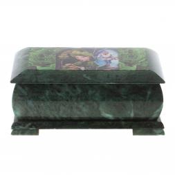 Шкатулка "Хозяйка медной горы и Данила мастер" змеевик 25х13,5х11 см