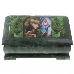 Шкатулка "Хозяйка медной горы и Данила мастер" змеевик 25х13,5х11 см