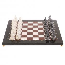 Шахматы "Северные народы" доска 40х40 см лемезит мрамор