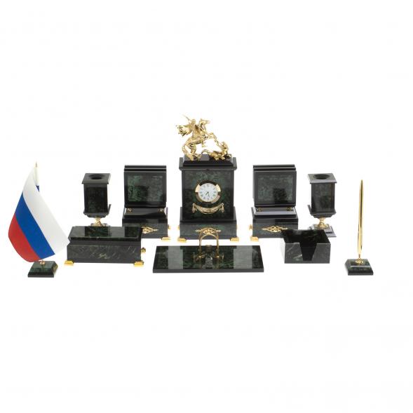 Настольный набор &amp;quot;Георгий Победоносец&amp;quot; из нефрита 127089