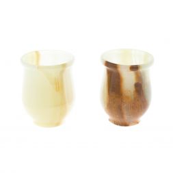 Набор стопок 2 шт &amp;quot;Тюльпан&amp;quot; из зеленого-коричневого оникса 3,7х3,7х3,5 см (1,5х2)