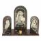 Икона триптих "Спаситель, Богоматерь, Николай" камень обсидиан