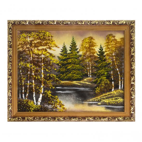 Картина &amp;quot;Осенняя ночь&amp;quot; багет 51х41 см, каменная крошка 124129