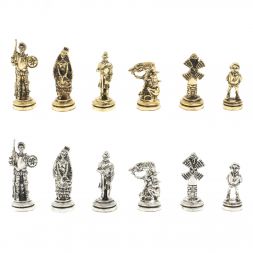 Шахматы "Дон Кихот" доска 28х28 см из мрамора и змеевика