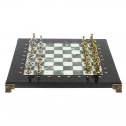 Шахматы "Дон Кихот" доска 28х28 см из мрамора и змеевика