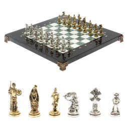 Шахматы "Дон Кихот" доска 28х28 см из мрамора и змеевика