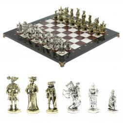 Шахматы настольные из камня "Средневековье" 44х44 см мрамор лемезит