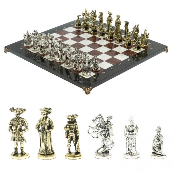 Шахматы настольные из камня &amp;quot;Средневековье&amp;quot; 44х44 см мрамор лемезит 119427