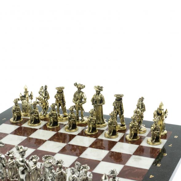 Шахматы настольные из камня &amp;quot;Средневековье&amp;quot; 44х44 см мрамор лемезит 119427