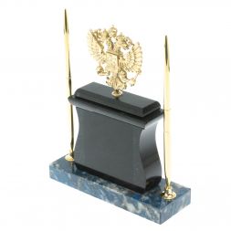 Настольные часы с ручками" Герб" из лазурита