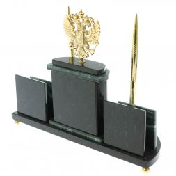 Письменный прибор &amp;quot;Герб РФ&amp;quot; из офиокальцита