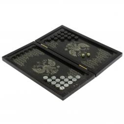 Каменные нарды с гравировкой "Волк и медведь" с гербом РФ