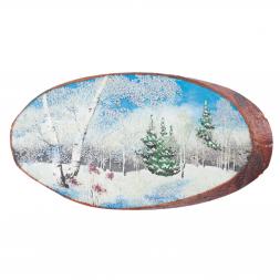 Панно на спиле дерева &amp;quot;Зима&amp;quot; горизонтальное 30-35 см