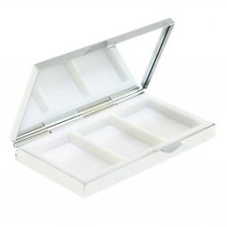 Таблетница с зеркалом на 3 отделения камень офит цвет серебро