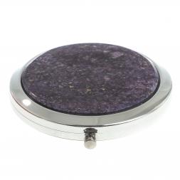 Зеркало круглое из камня флюорит цвет серебро