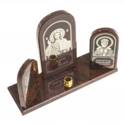 Икона триптих &amp;quot;Спаситель, Казанская, Николай&amp;quot; камень обсидиан