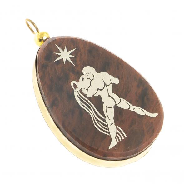 Брелок-кулон знак зодиака &amp;quot;Водолей&amp;quot; камень обсидиан 123035