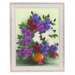 Картина "Букет сирени" багет 36х46 см, рисунок каменная крошка