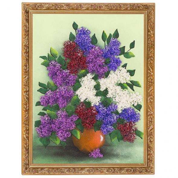 Картина &amp;quot;Букет сирени&amp;quot; багет 36х46 см, рисунок каменная крошка 111278