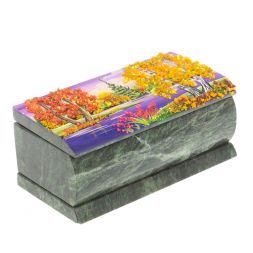 Шкатулка с росписью &amp;quot;Осень&amp;quot; камень змеевик 15х7,5х6 см