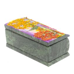 Шкатулка с росписью &amp;quot;Осень&amp;quot; камень змеевик 15х7,5х6 см