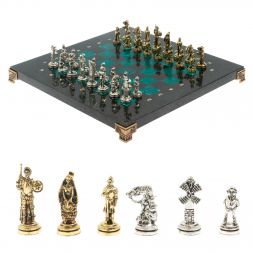 Шахматы "Дон Кихот" доска 28х28 см из змеевика