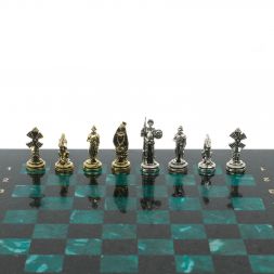 Шахматы "Дон Кихот" доска 28х28 см из змеевика