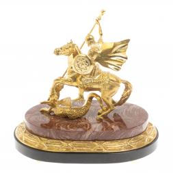 Бронзовая статуэтка "Георгий Победрносец" из лемезита и долерита