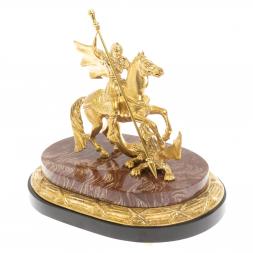 Бронзовая статуэтка "Георгий Победрносец" из лемезита и долерита