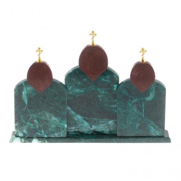 Икона &amp;quot;Триптих&amp;quot; камень змеевик, лемезит 33,5х9,5х24 см 124822