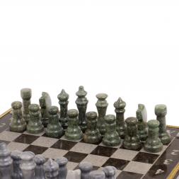 Шахматы с гравировкой &amp;quot;Турнирные&amp;quot; доска 36х36 см мрамор змеевик