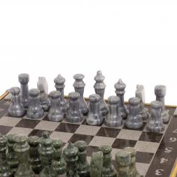 Шахматы с гравировкой &amp;quot;Турнирные&amp;quot; доска 36х36 см мрамор змеевик