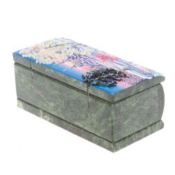 Шкатулка с росписью &amp;quot;Зима&amp;quot; камень змеевик 15х7,5х6 см